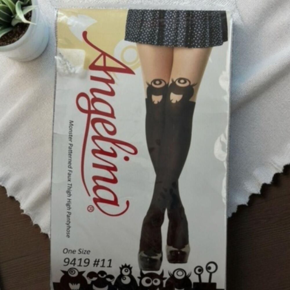 Angelina Tights One Size Monster Faux Thigh High Halloween Goth NWT - Picture 2 of 3